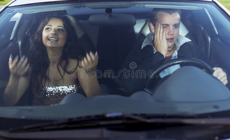 The image of a family quarrel driving