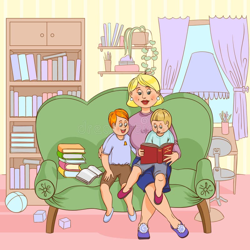 Family Reading Cartoon Illustration vector illustration Family Reading Cartoon Illustration vector illustration