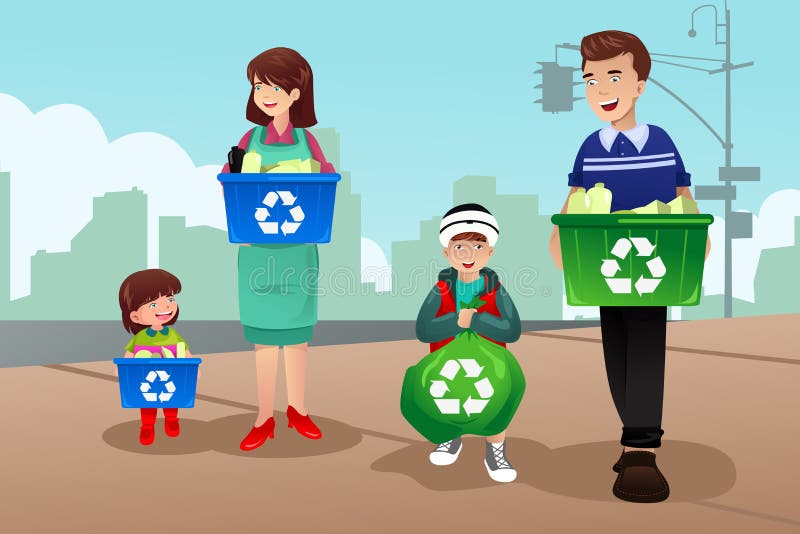 Family recycling vector illustration