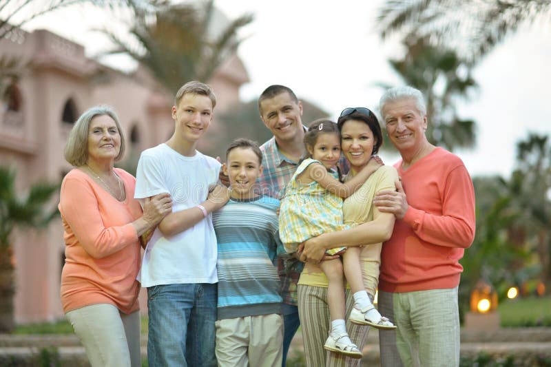 Family relaxing at resort