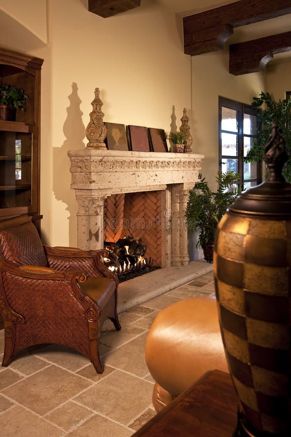 Family room home fireplace