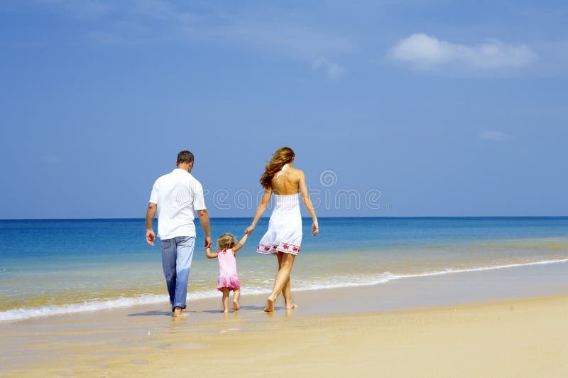 Family on shore