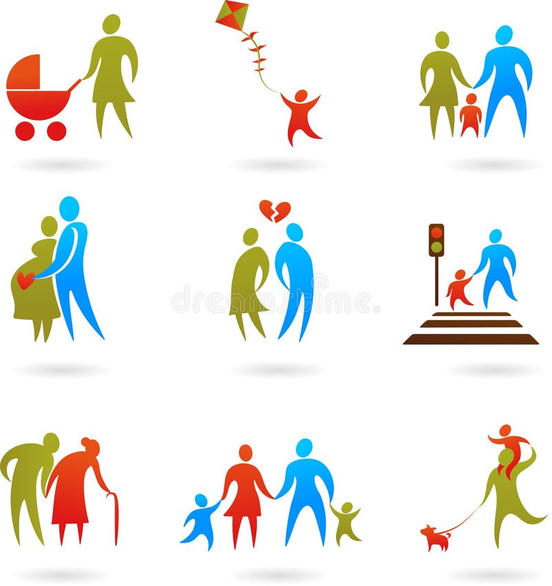 Family silhouettes - 2 stock illustration Family silhouettes - 2 stock illustration