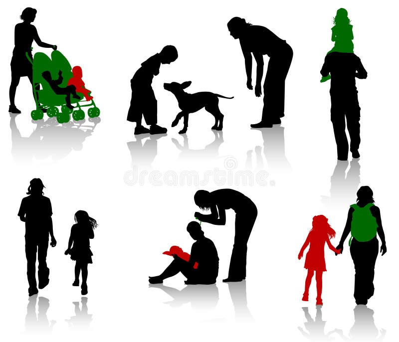 Family silhouettte stock illustration