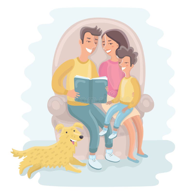 Family Members Reading Living Room Stock Illustrations – 8 Family