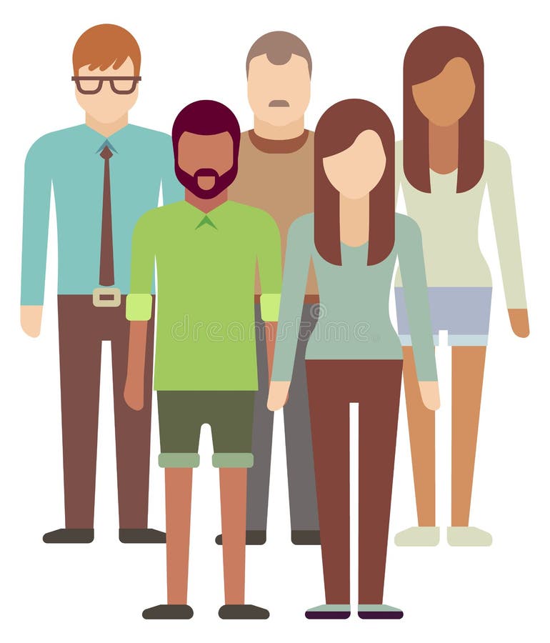 Family standing. Different people together. Human crowd stock illustration