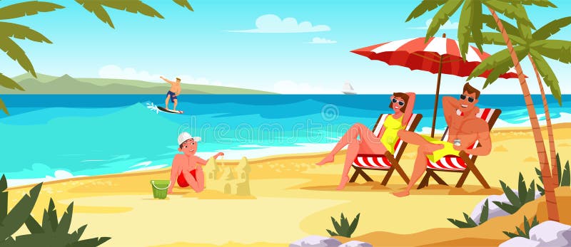 Family summer vacation flat vector illustration royalty free illustration Family summer vacation flat vector illustration royalty free illustration