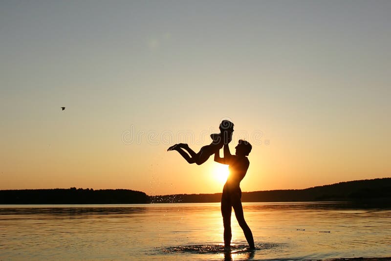 Family and sunset royalty free stock images