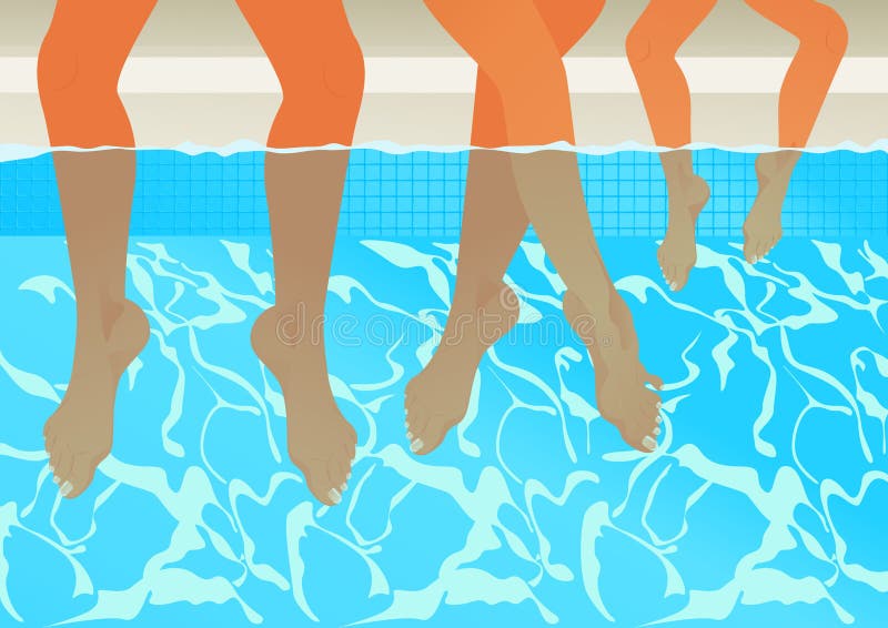 Family in the swimming pool, vector illustration, AI file included