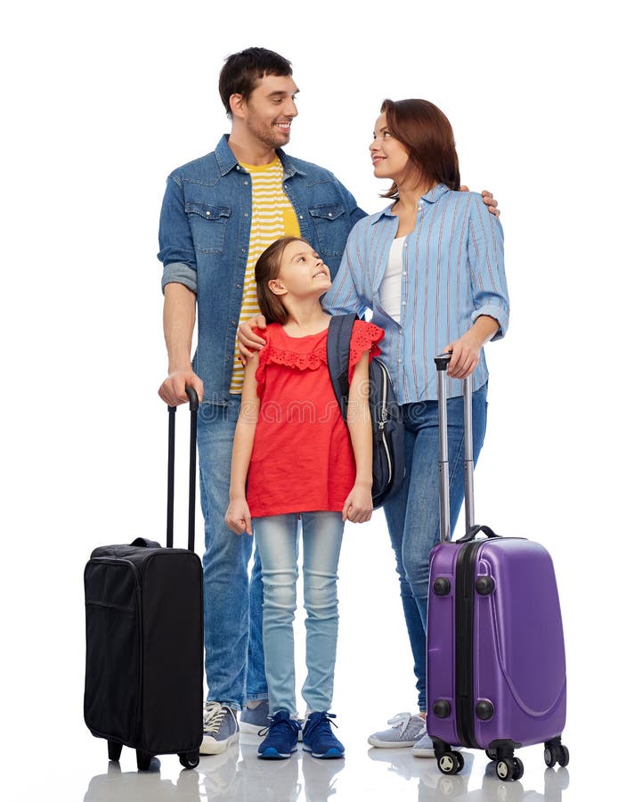 Happy Family with Travel Bags Stock Photo - Image of together ...