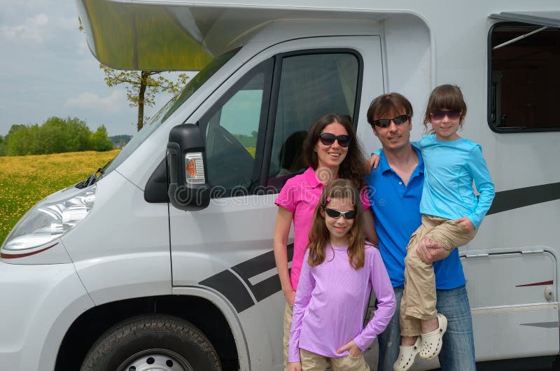 Family Travel In Motorhome (RV) On Vacation Royalty Free 