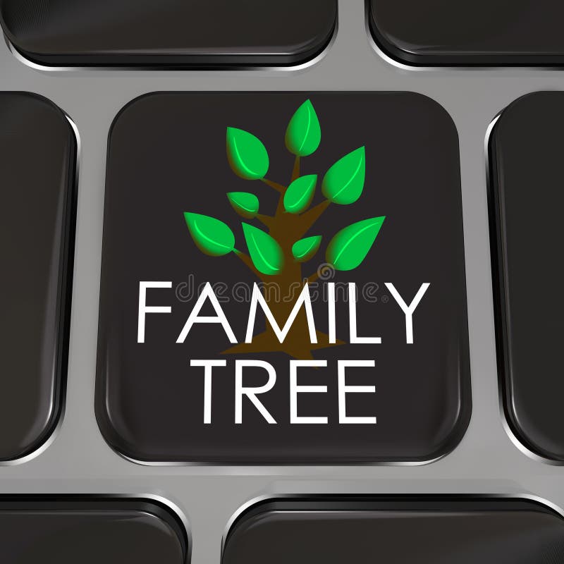 Family Tree Computer Laptop Keyboard Key Button Research History