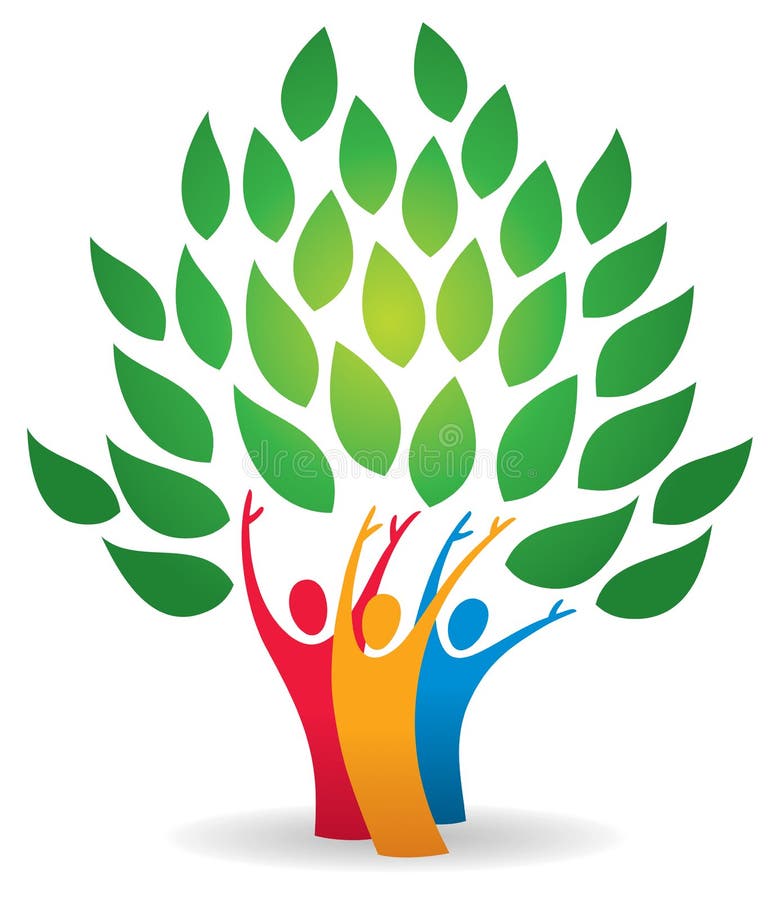 Rodinný strom s listami logo ikonu.