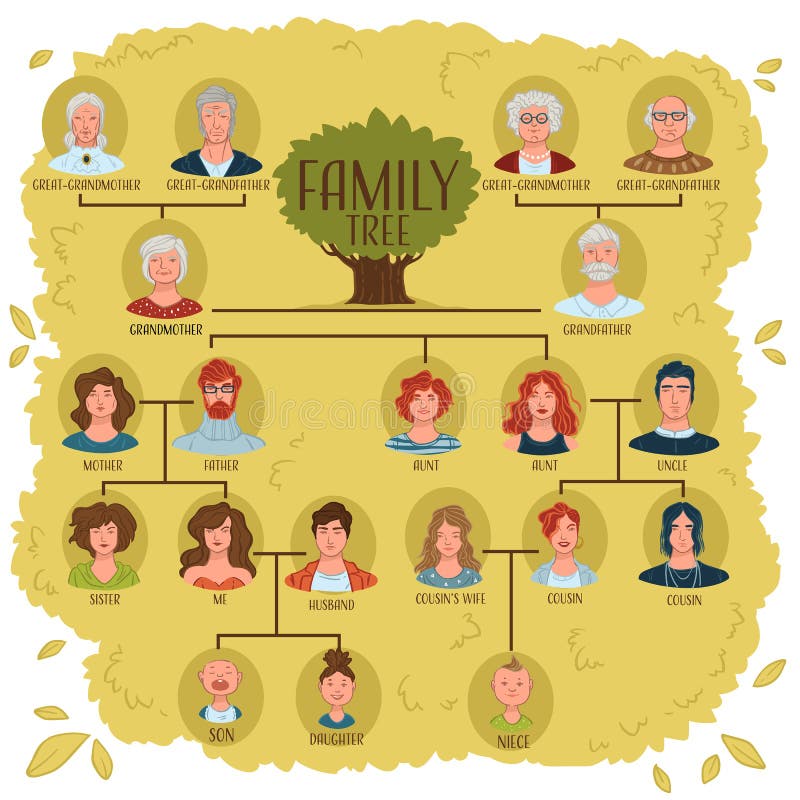 Family Tree Human Avatars Relationship Scheme Illustration Stock Vector Illustration Of Granddaughter Great