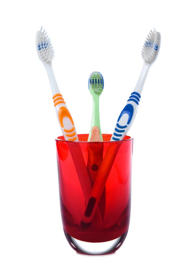 Family tree toothbrush in red glass