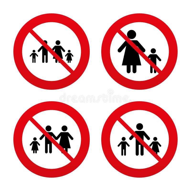 Family with Two Children Sign. Parents and Kids Stock Vector