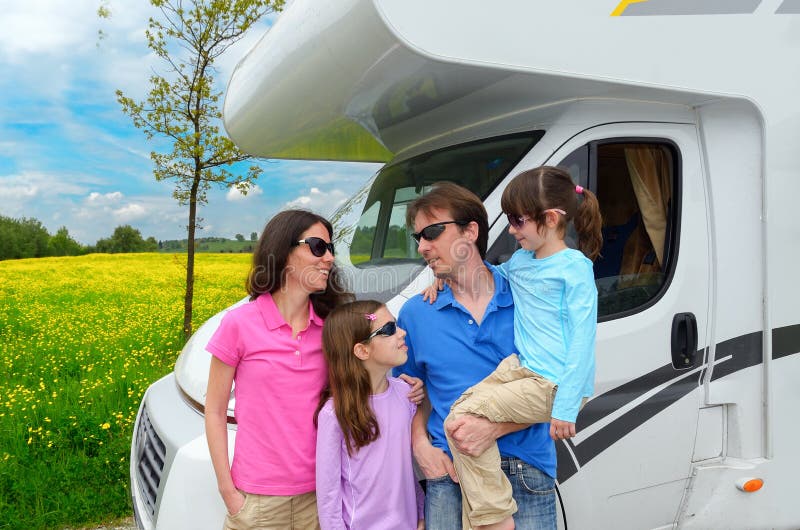 Family Vacation Rv Camper Travel Kids Stock Photo 
