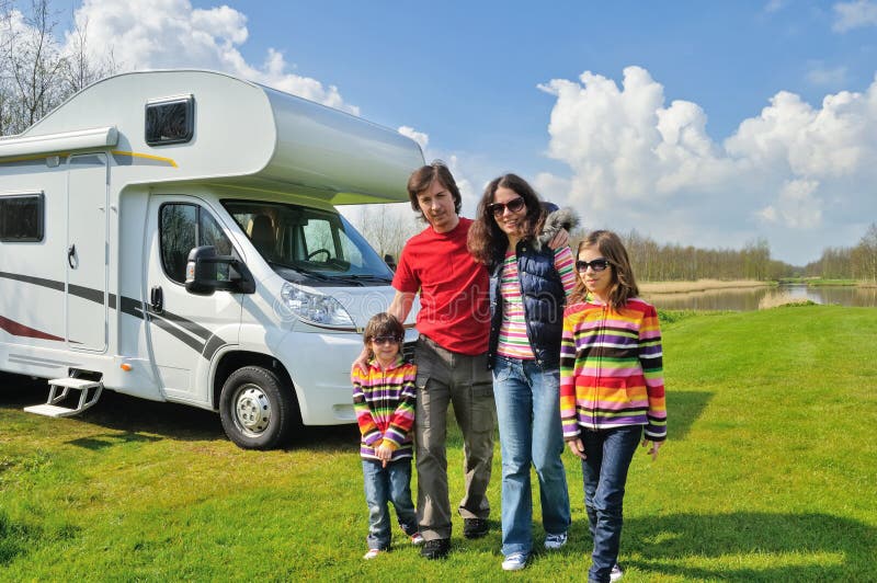 Family Vacation, RV (camper) Travel With Kids Stock Photo 