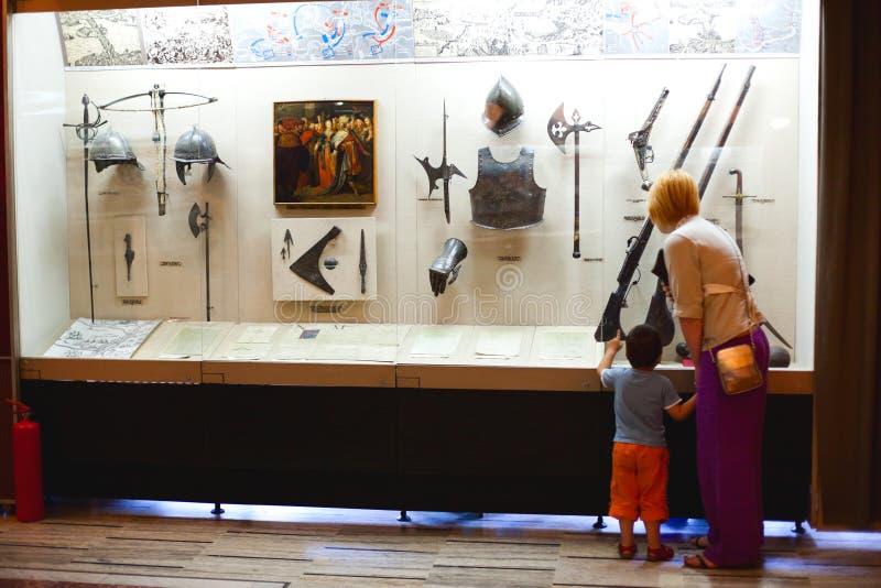 Family visiting museum stock image