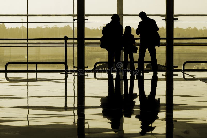 Family waiting at the airport