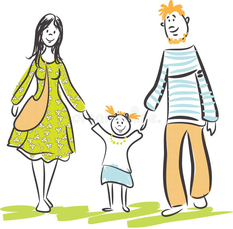 Family walk vector illustration
