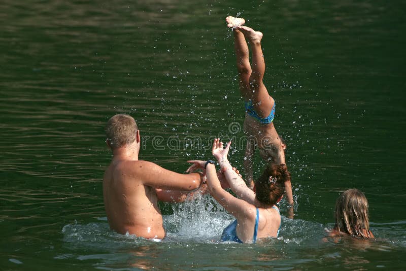 Family in the water