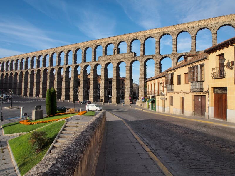 The Famous Ancient Roman Aqueduct in Segovia, Spain Stock Image - Image ...
