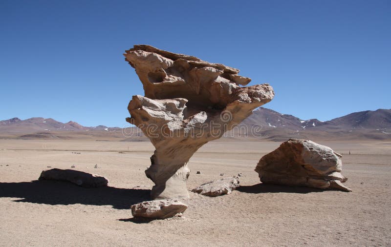 Famous Arbol de Piedra, Stone valley, Atacama Desert, Bolivia. Stone valley with famous Arbol de Piedra, a stone rock formation by wind erosion, in Atacama royalty free stock photo Famous Arbol de Piedra, Stone valley, Atacama Desert, Bolivia. Stone valley with famous Arbol de Piedra, a stone rock formation by wind erosion, in Atacama royalty free stock photo