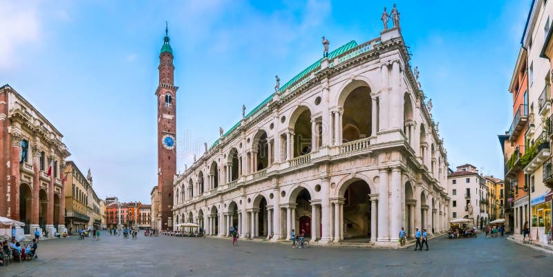 Famous Basilica Palladiana with Piazza Dei Signori in Vicenza, Italy