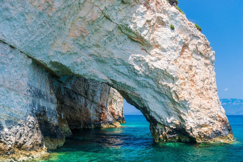 The Famous Blue Caves in Zakynthos Island Stock Image Image of island