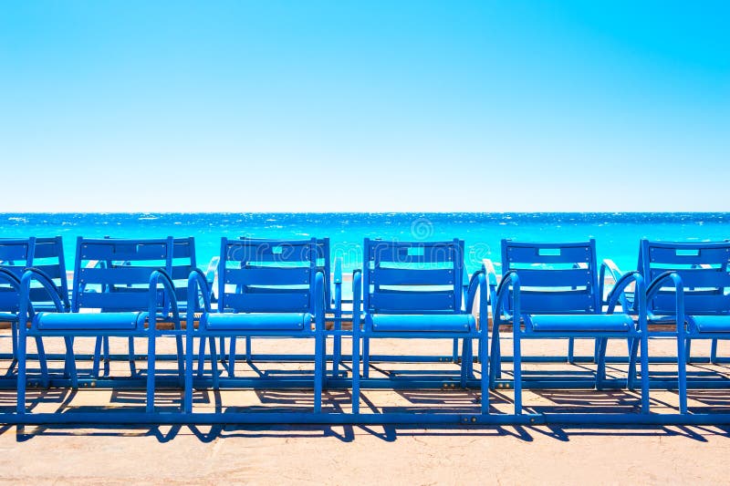 Famous Blue Chairs On The Promenade Des Anglais In Nice France Stock Photo Image Of Famous Landscape 141613966