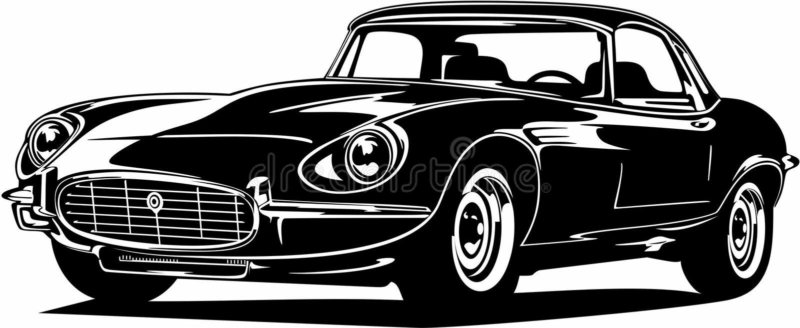 Cars Outline Clipart-Classic Car silhouette icon on white background vector