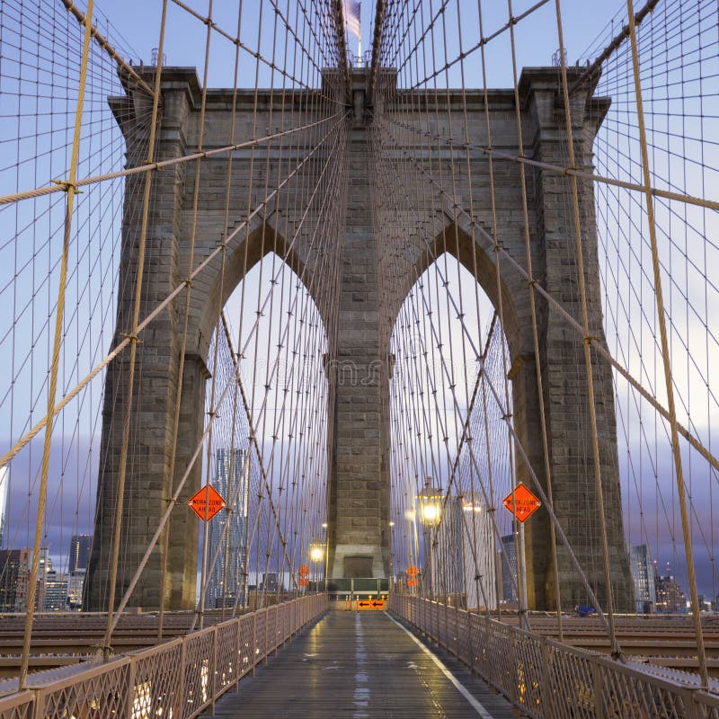 Famous Brooklyn Bridge in Manhattan Stock Image - Image of lower ...