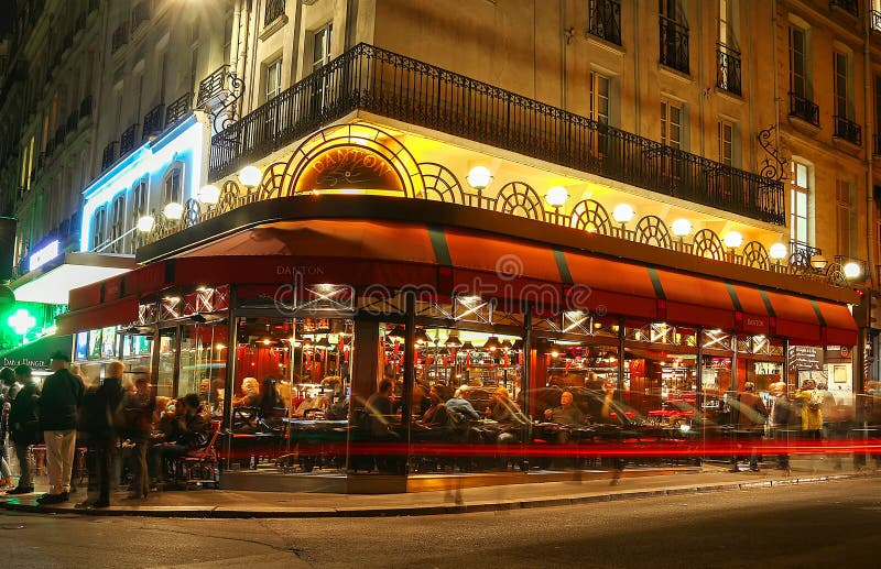 The Famous Cafe Danton at Night,Paris, France. Editorial Image - Image ...