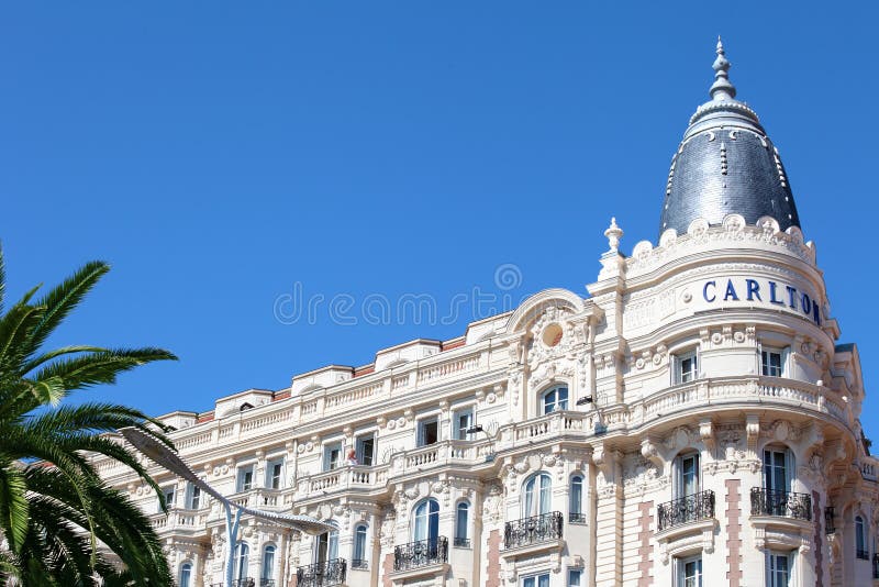 Famous Carlton Intercontinental Hotel in Cannes, France Editorial Stock