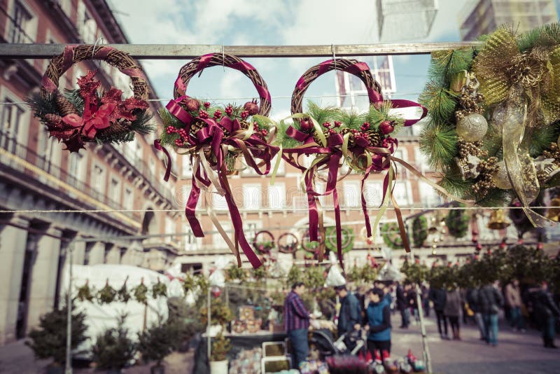 Famous Christmas Market in Madrid, Spain. Stock Photo Image of toys