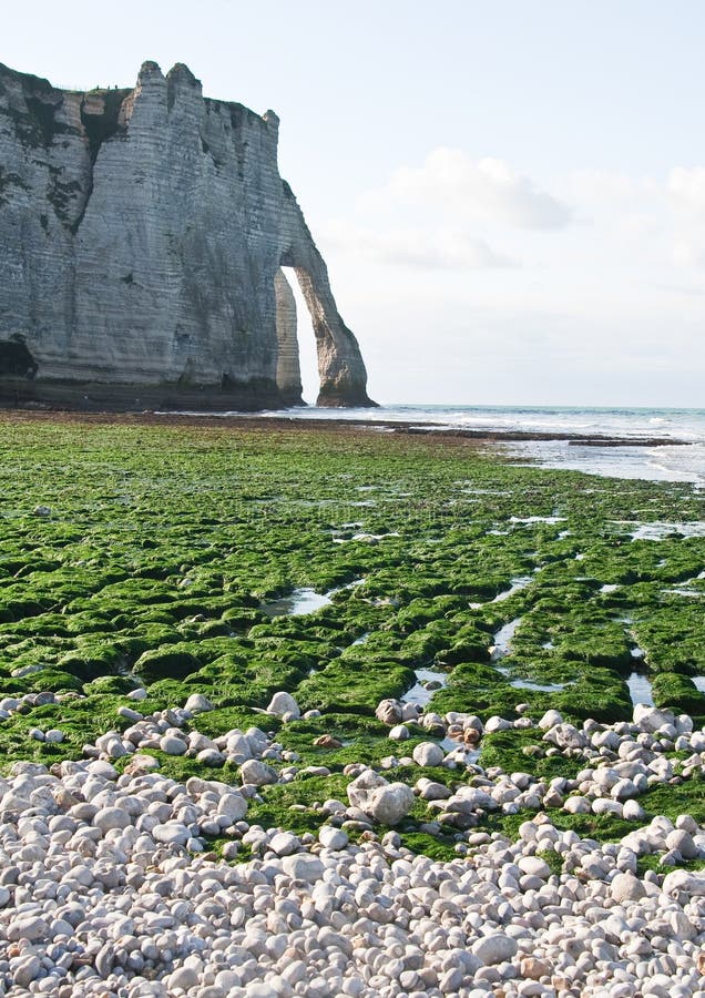 The Famous Cliffs at Etretat, France. Tide Sea Stock Image Image of