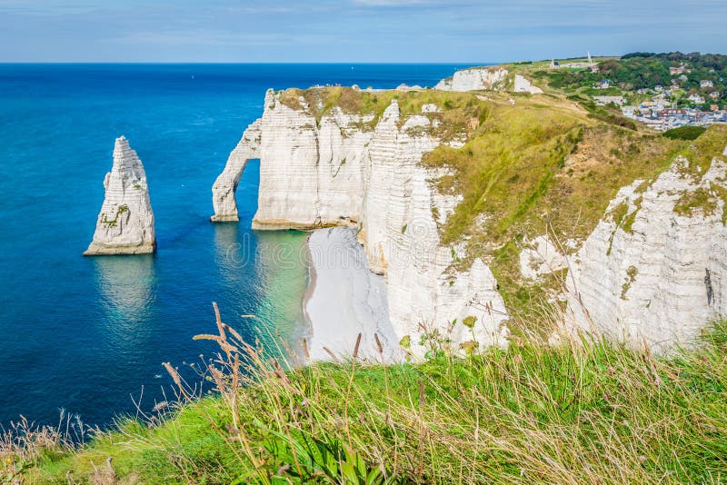 The Famous Cliffs at Etretat in Normandy, France Stock Photo Image of