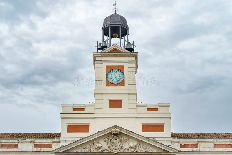 Famous Clock of the Puerta Del Sol in Madrid Where the End and