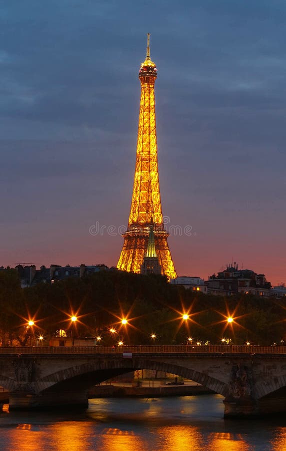 The Famous Eiffel Tower In The Duskparis France Editorial Stock