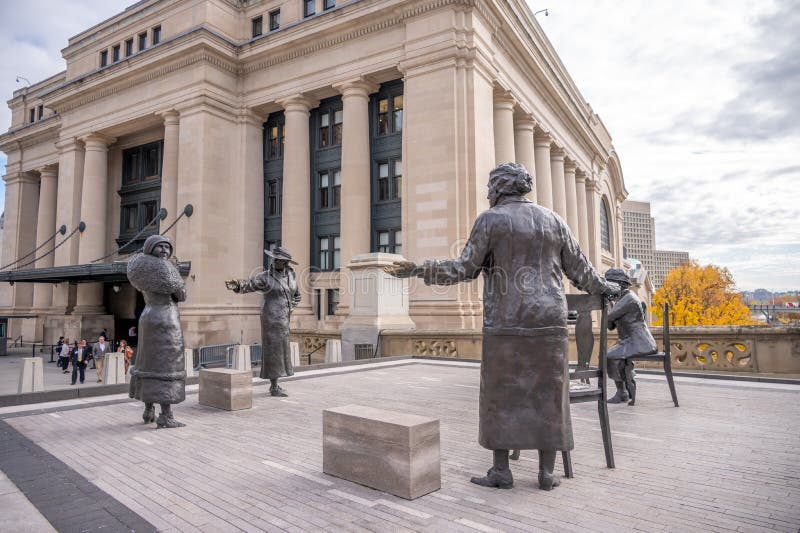 Famous Five Statue Outside the Conference Centre Editorial Stock Image