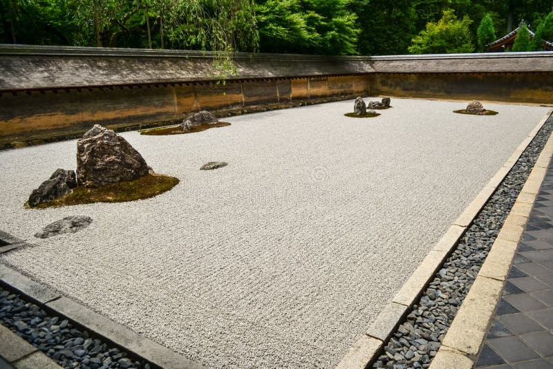 Japanese sand garden in Kyoto, Japan stock photos Japanese sand garden in Kyoto, Japan stock photos