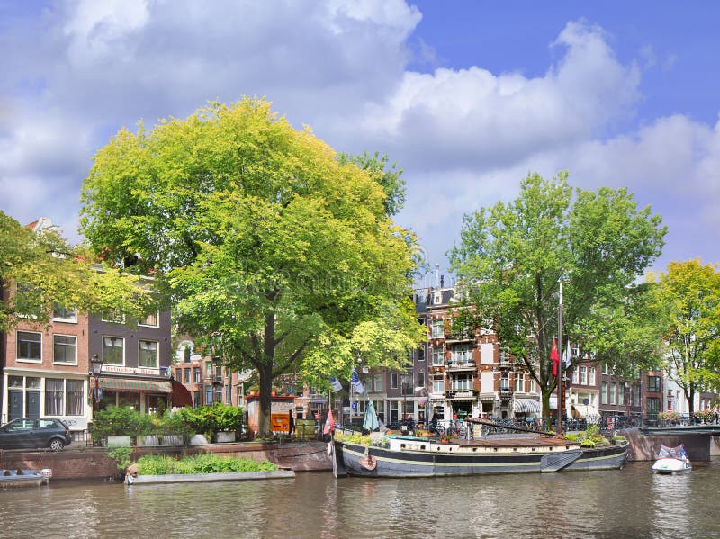 Famous Jordaan district in Amsterdam canal belt, Netherlands. royalty free stock photos Famous Jordaan district in Amsterdam canal belt, Netherlands. royalty free stock photos