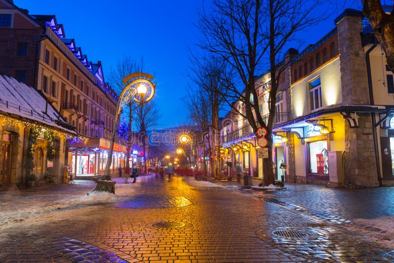 Famous Krupowki Street in Zakopane at Winter Time Editorial Image ...