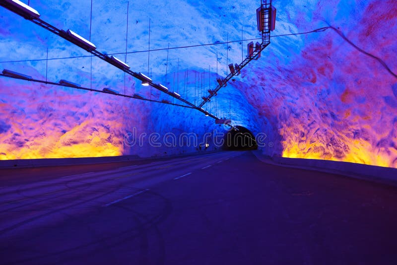 Famous Laerdal Tunnel in Norway stock photography