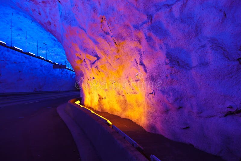 Famous Laerdal Tunnel in Norway royalty free stock photography