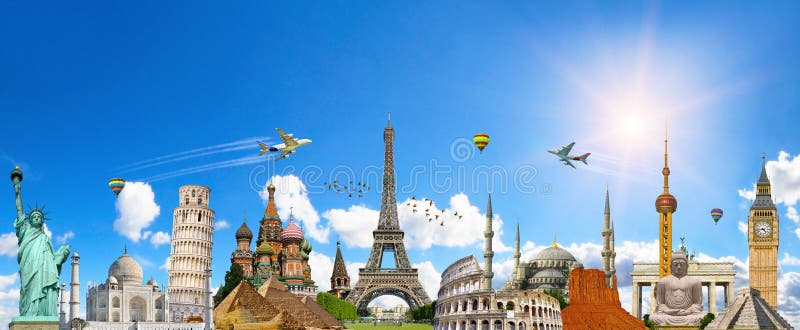 Famous Landmarks Of The World Stock Illustration - Illustration of