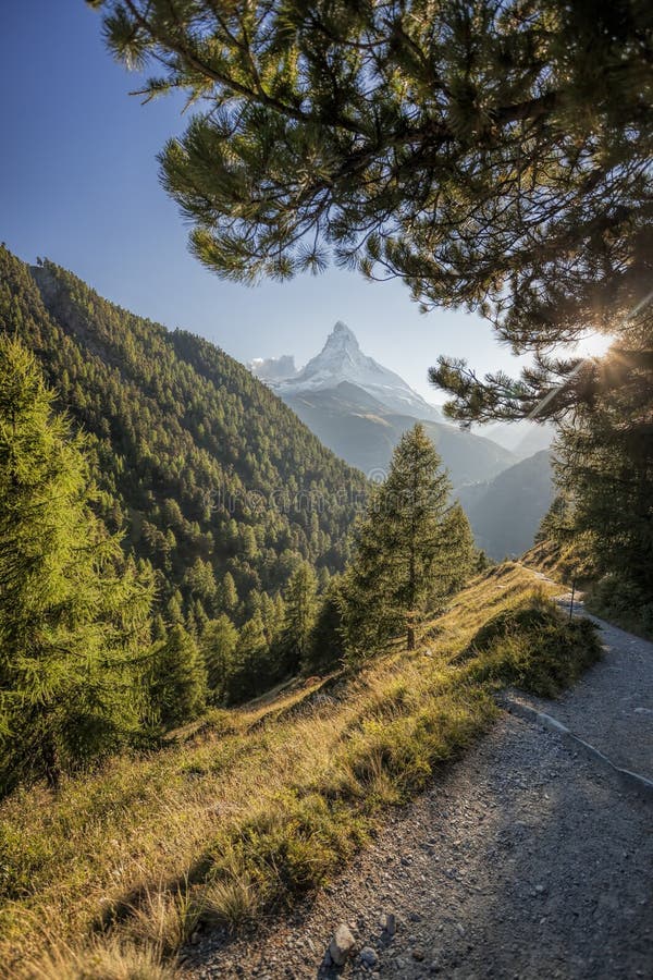 Matterhorn peak against sunset in Zermatt area, Switzerland stock image Matterhorn peak against sunset in Zermatt area, Switzerland stock image