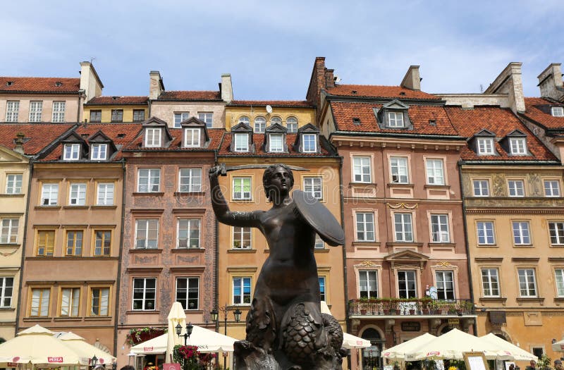 Famous Mermaid Syrena Statue Designed Konstanty Hegel Located Market ...