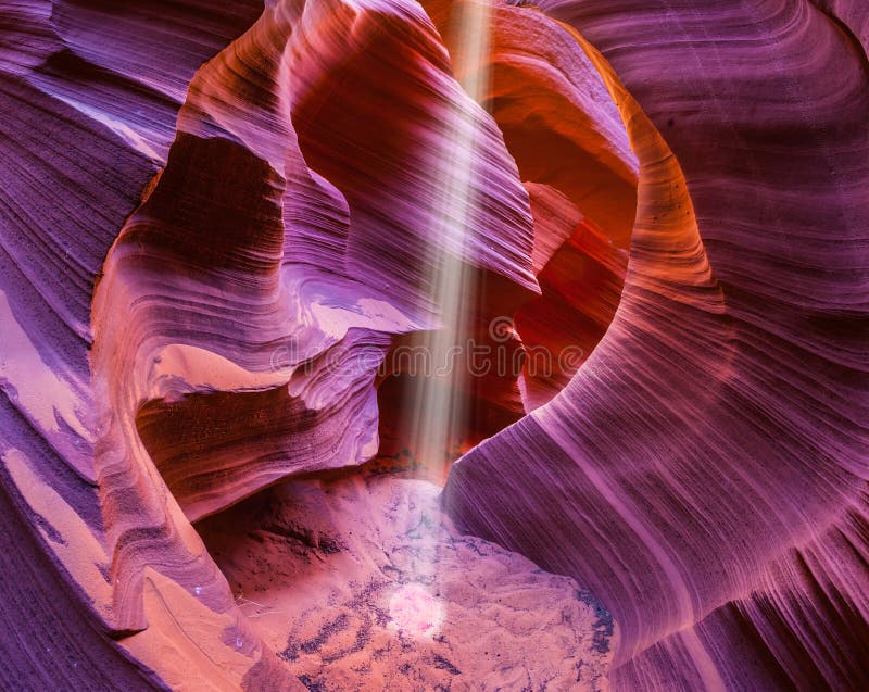 Famous midday sun ray in slot canyon Antelope